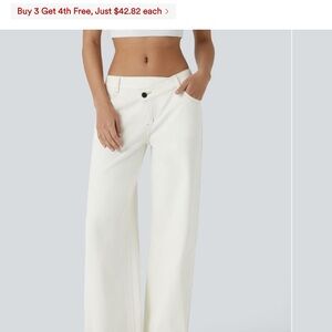 HALARA Women's Flare & Wide Leg Jeans - Cream